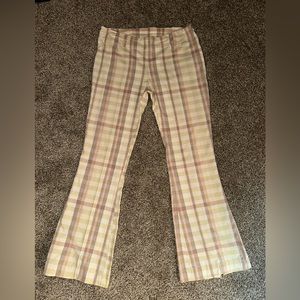 NWT Free People Flare Neutal Plaid Pant
